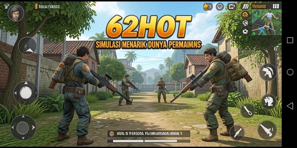 Tampilan gameplay 62HOT dengan karakter yang aktif dan interaksi lingkungan.