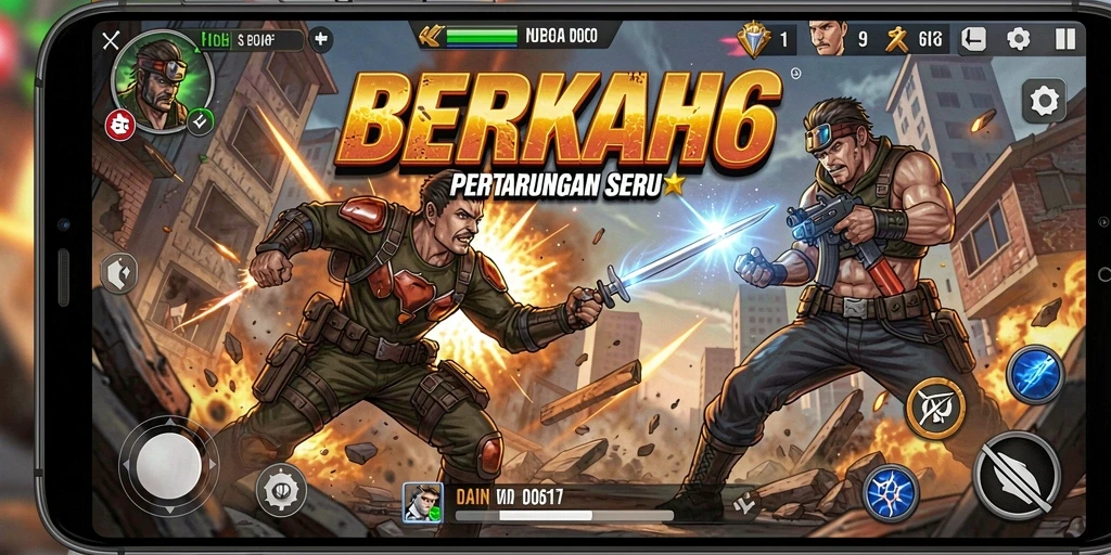 Tampilan aksi menegangkan dalam permainan BERKAH6.
