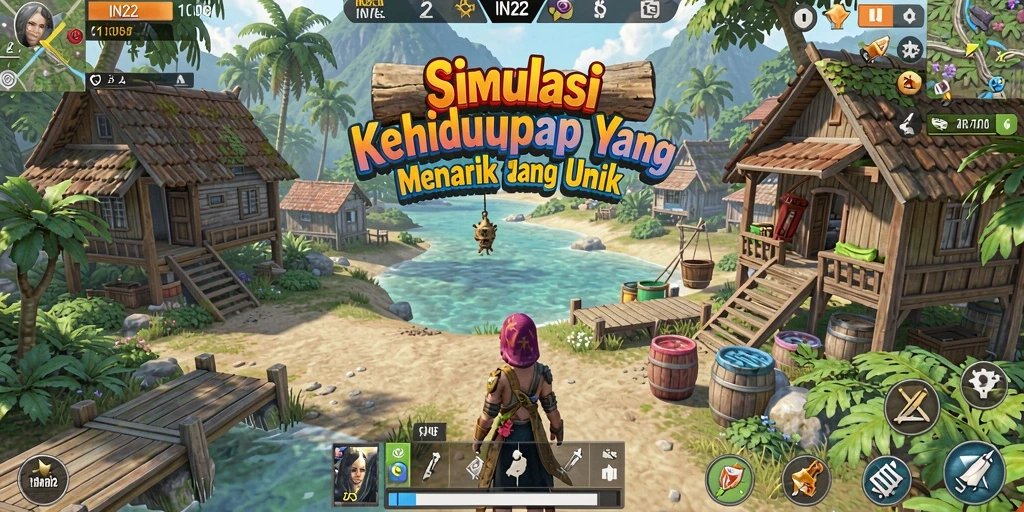 Screenshot IN22 menampilkan gameplay simulasi kehidupan yang realistis dan interaktif.
