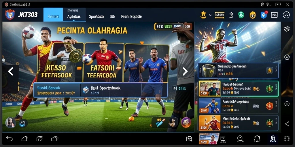 Tampilan gameplay Sportsbook JKT303 dengan berbagai opsi taruhan.