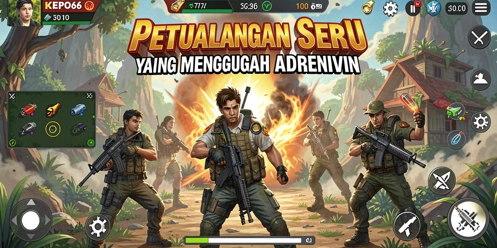 Screenshot utama KEPO66 menampilkan karakter utama dalam misi petualangan yang seru.