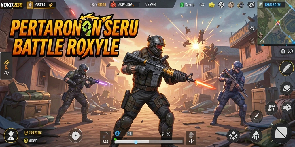 Tangkapan layar utama KOKO288 menampilkan aksi seru dalam pertarungan Battle Royale.