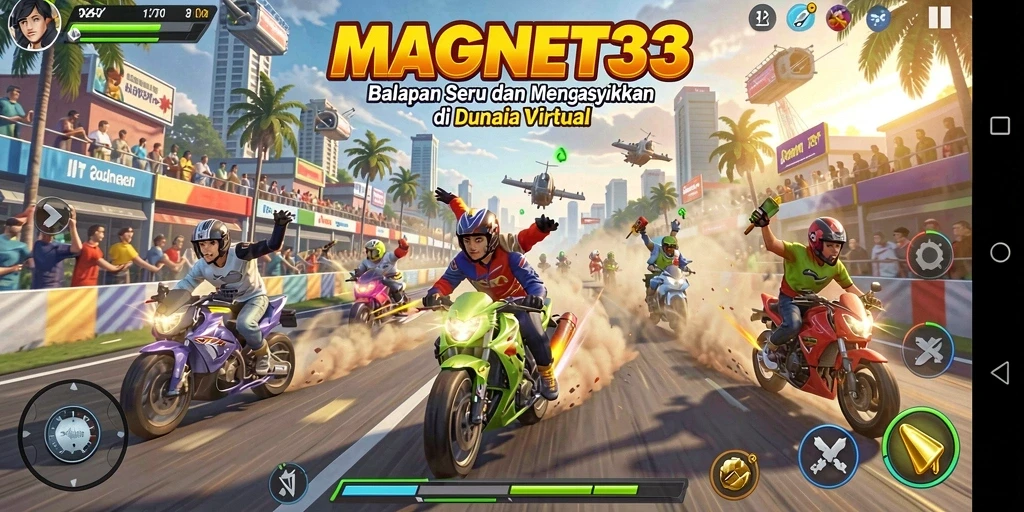 Tangkapan layar gameplay balapan seru di MAGNET33.