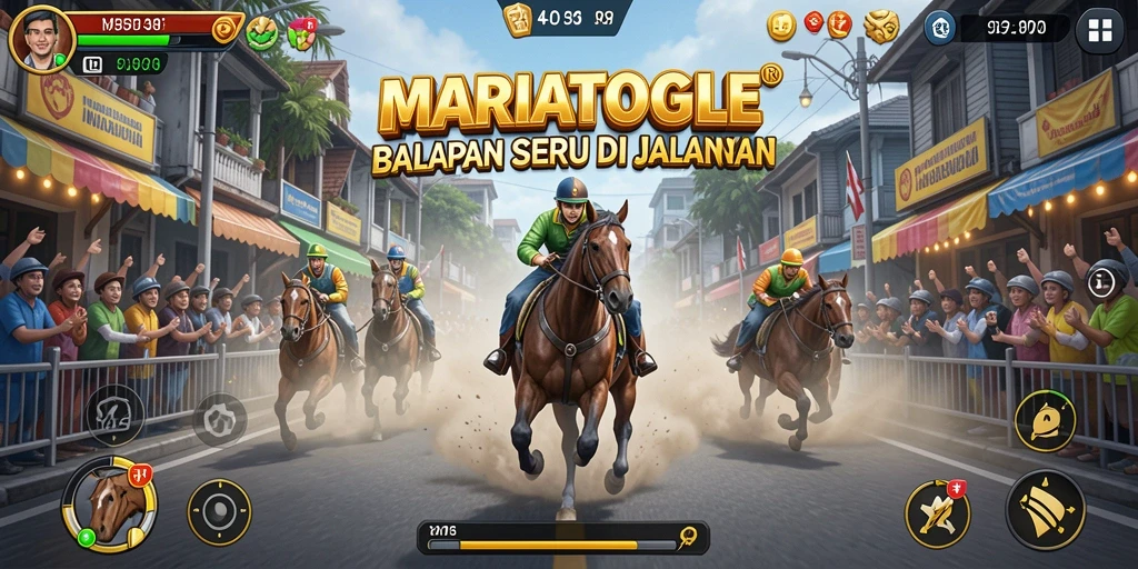 Gameplay seru MARIATOGEL menampilkan aksi balapan yang mendebarkan.