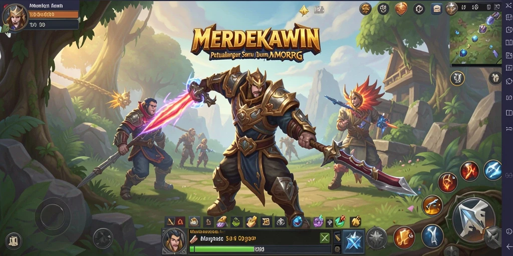 Screenshot gameplay MERDEKAWIN menunjukkan petualangan seru dalam dunia MMORPG.