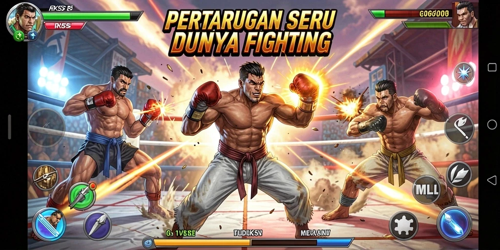 Gameplay RK55 menampilkan pertarungan yang seru dan intens.