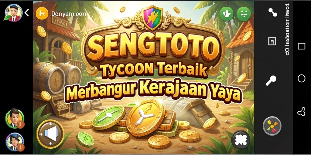 Screenshot gameplay SENGTOTO menampilkan proses membangun kerajaan bisnis.
