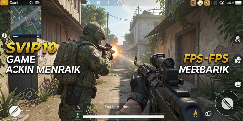 Screenshot utama SVIP10 menampilkan aksi intens dalam pertempuran FPS.